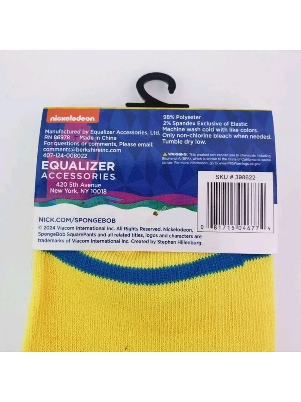 4/$25 SpongeBob SquarePants Yellow Crew Socks Nickalodeon Novelty Socks New
